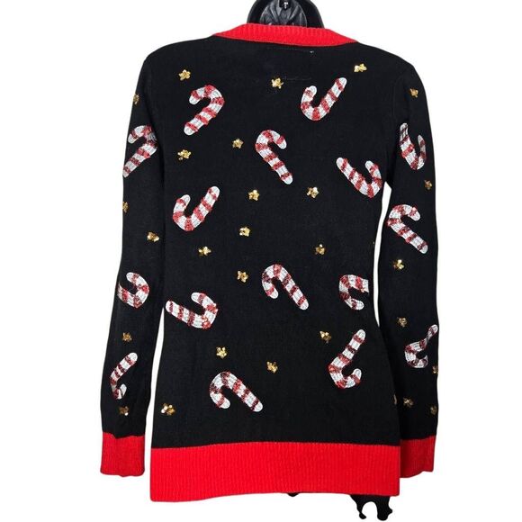 Tipsy Elves Ugly Christmas Sweater Cardigan Sz Small  Candy Cane Sequin Holiday - Picture 4 of 5